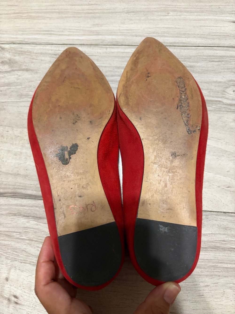 kate spade Red Floral Pointed Suede Flats - Picture 2 of 4